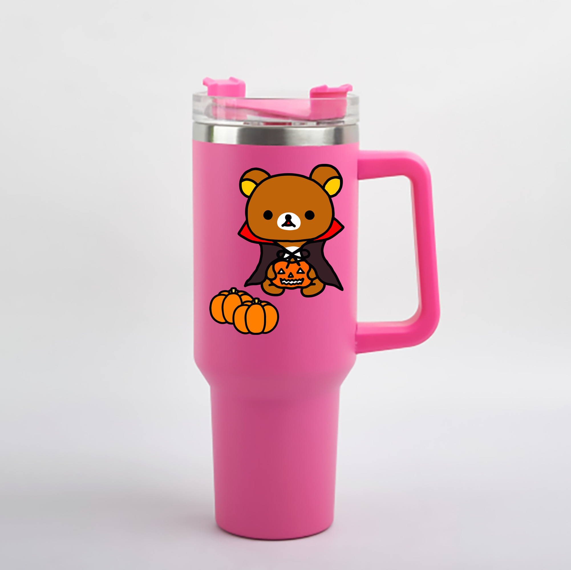 （画像用） リラックマ リラックマ キイロイトリ Rilakkuma Korilakkuma Kiiroitori 1200mL車用タンブラー - クリスタルステッカー（プラスチックストロー付き）